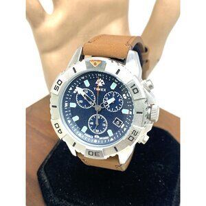 Timex Men's Watch TW2W16300 Quartz Chronograph Blue Dial Leather Band 42mm